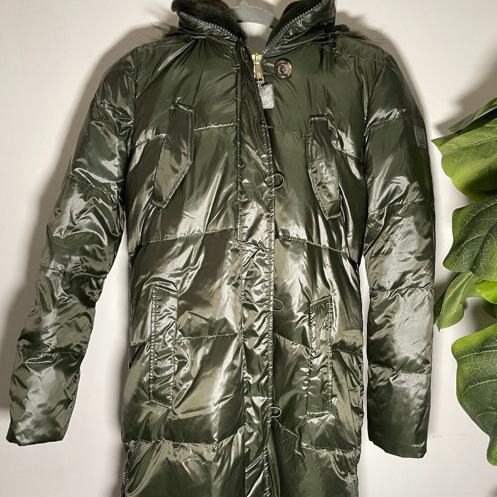 Women's Faux-Fur-Trim Hooded Down Puffer Coat NWOT